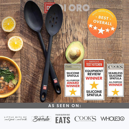 DI ORO Cooking Spoon, Solid Silicone, High Heat Nonstick Kitchen Spoon for Cooking & Baking, Dishwasher Safe
