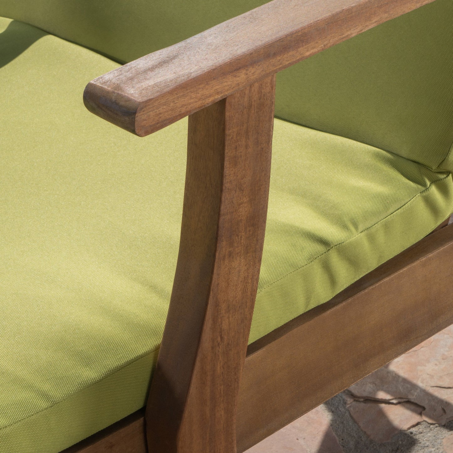 Christopher Knight Home Perla Outdoor Chaise Lounge with Water Resistant Cushion, Teak Finish / Green