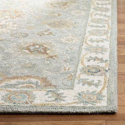 SAFAVIEH Blossom Collection 8' x 10' Aqua / Ivory BLM702M Handmade Premium Wool Area Rug
