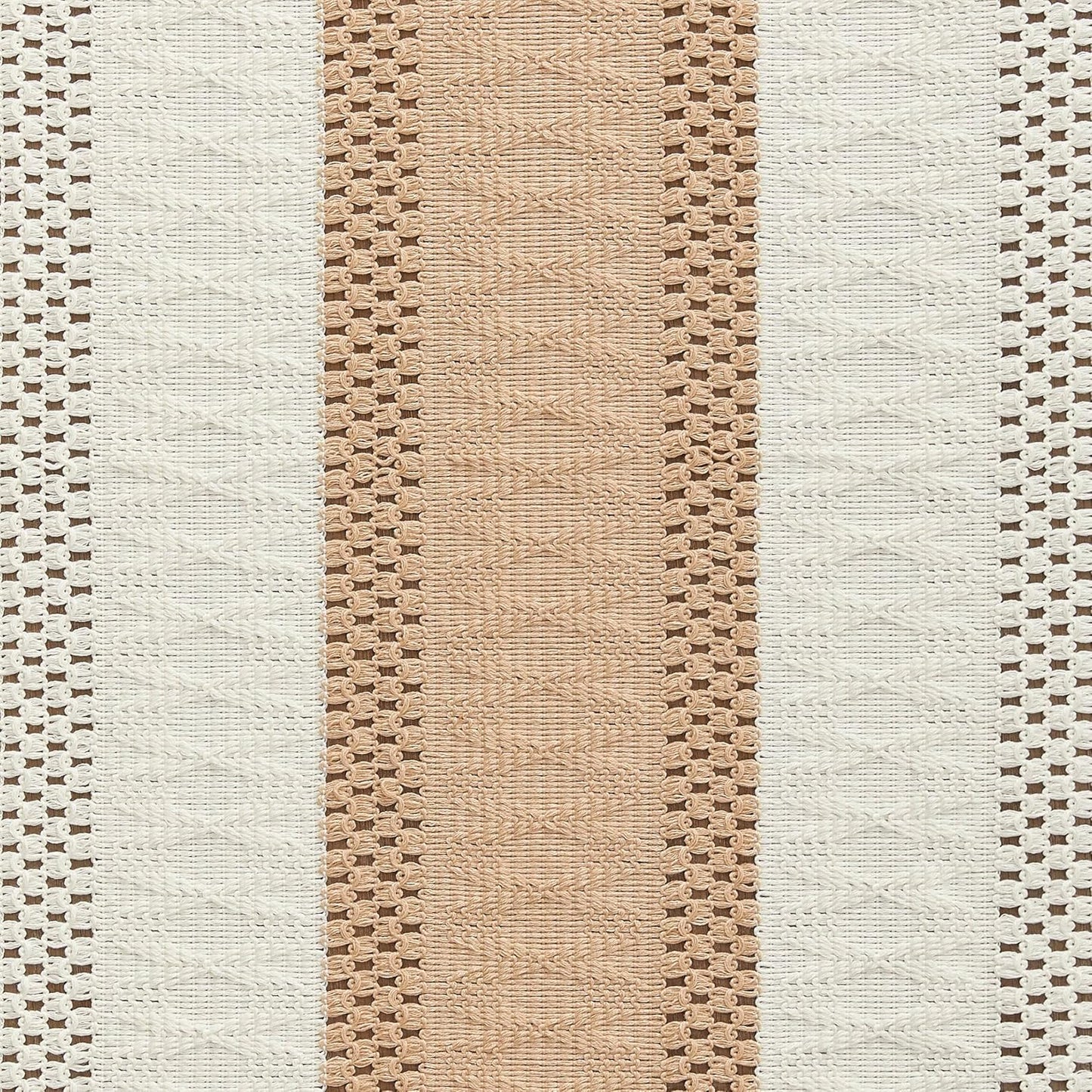 14 108 Inch 108 Inches ZeeMart Macrame Style Bicolor Stitching Table Runner, x Beige/Ivory, Boho Light Tan Table
