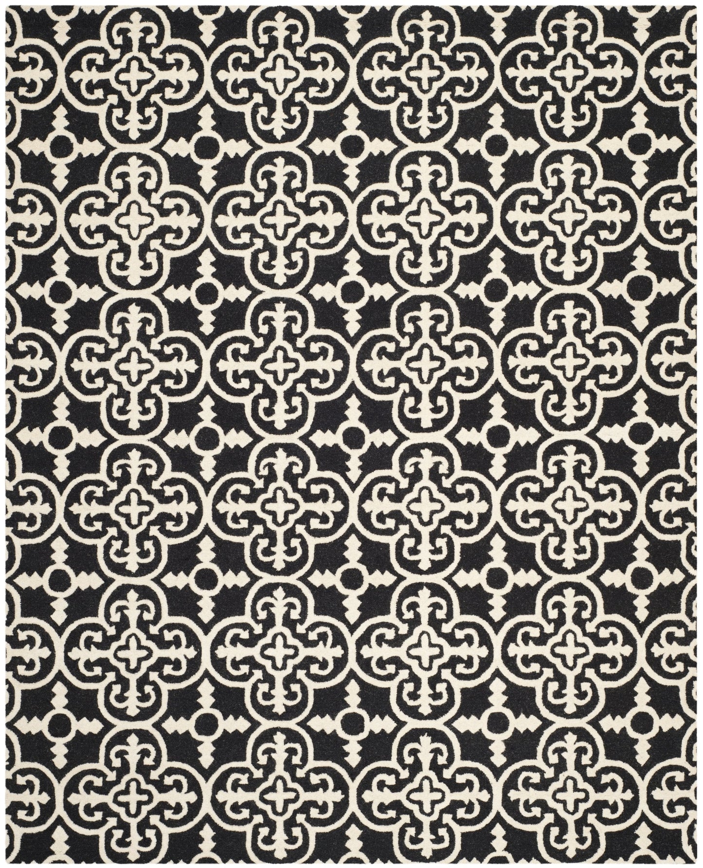 SAFAVIEH Cambridge Collection Area Rug - 9' x 12', Black & Ivory, Handmade Moroccan Wool, Ideal for High Traffic Areas in Living Room, Bedroom (CAM133E)