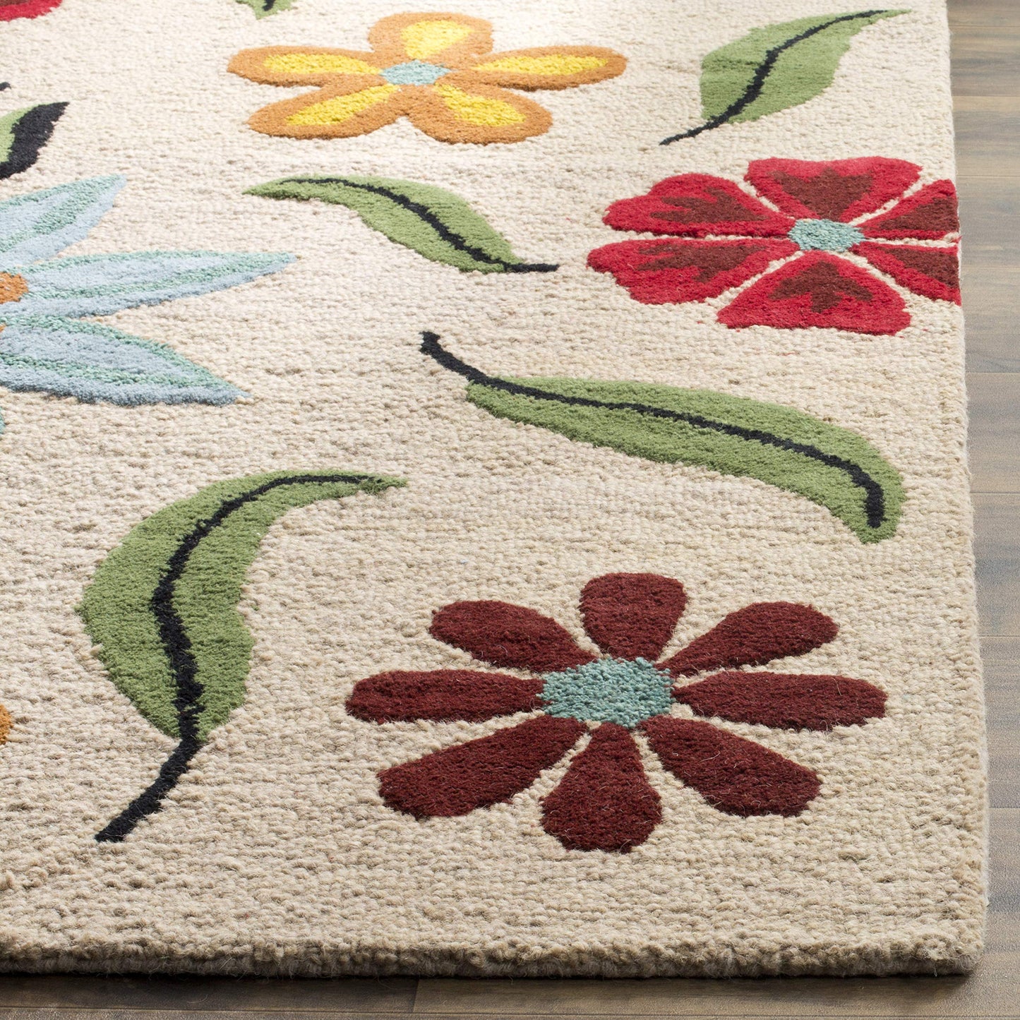 SAFAVIEH Blossom Collection 8' x 10' Beige / Multi BLM678A Handmade Premium Wool Area Rug