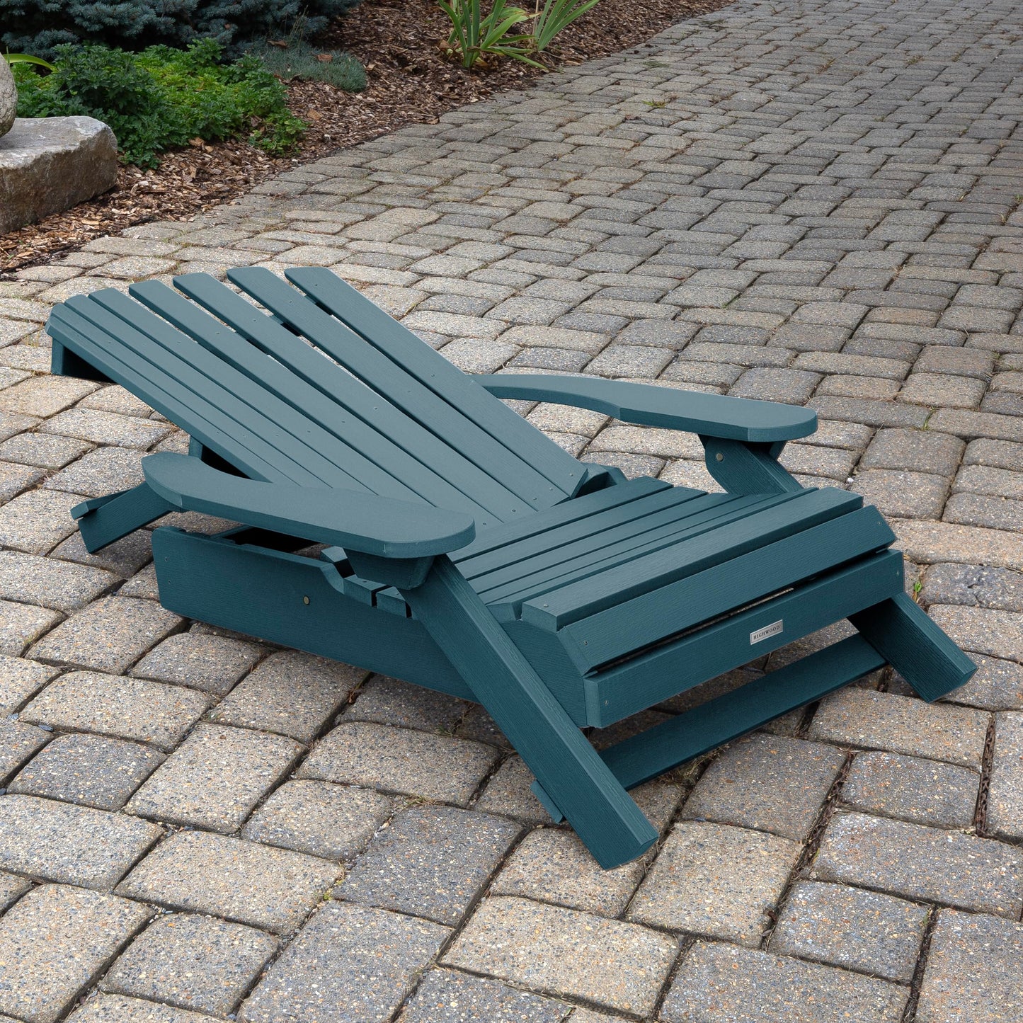 Highwood Hamilton King Size Folding & Reclining Adriondack Chair with Ottoman, Nantucket Blue
