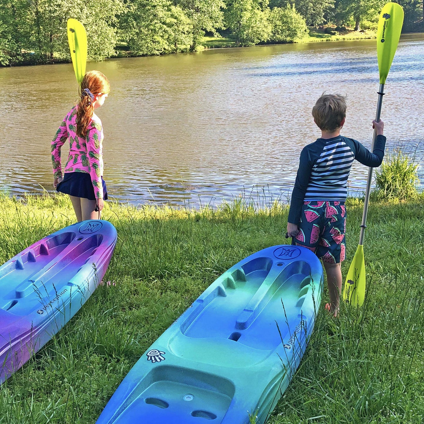 Perception Hi Five Kids Kayak - Sit on Top - Up to 120 lbs with Paddle - 6.6 ft - Funkadelic