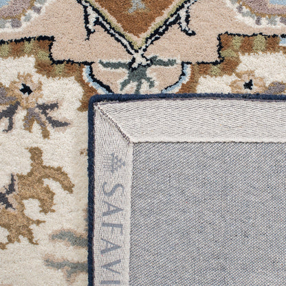 SAFAVIEH Area Rug 10x14 - Heritage Collection - Large - Beige & Navy, Handmade Wool, Traditional Oriental Medallion Design, Ideal for Living Room, Bedroom, Dining Space (HG625D)