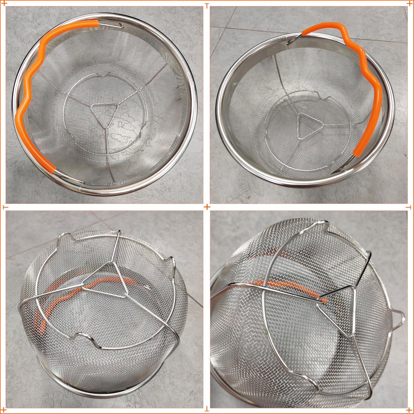 ICEICE Steamer Basket for Instant Pot Accessories 6 & 8 Qt - Stainless Steel Mesh Strainer Insert - Vegetable Steamer for Cooking Broccoli, Eggs, Pasta - Fits All Pressure Cooker Pots - Silver