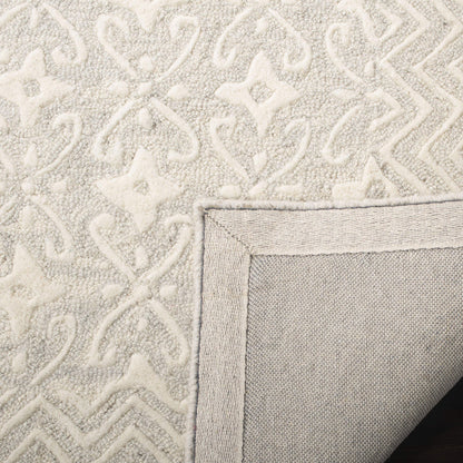 SAFAVIEH Blossom Collection Area Rug - 6' x 9', Grey & Ivory, Handmade Wool, Ideal for High Traffic Areas in Living Room, Bedroom (BLM114F)