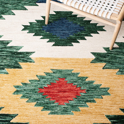 SAFAVIEH Area Rug 8x10 - Aspen Collection - Large - Green & Red, Handmade Wool, Moroccan Boho Tribal Design, Ideal for Living Room, Bedroom, Office, Dining Space (APN704Y)