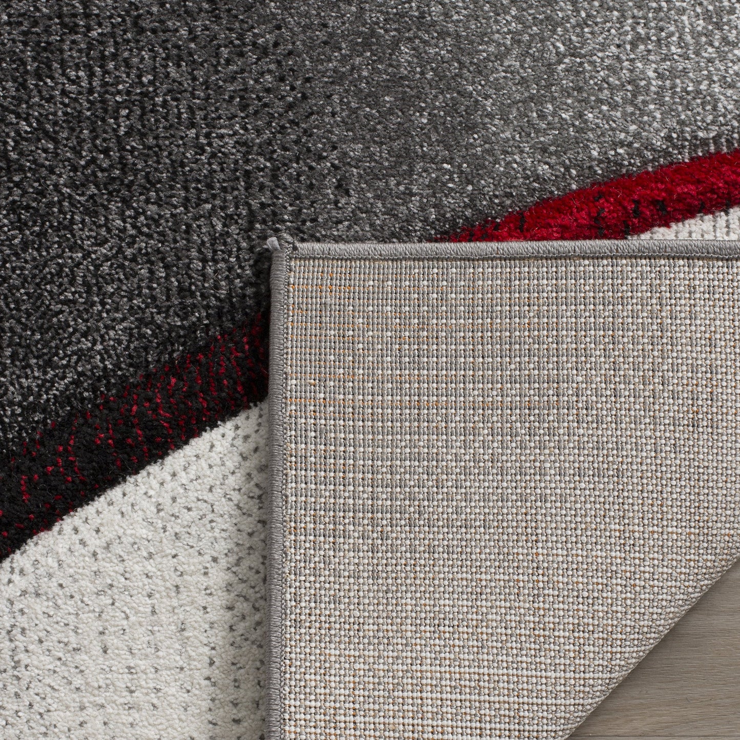 SAFAVIEH Hollywood Collection Area Rug - 10'6" x 14', Grey & Red, Mid-Century Modern Design, Non-Shedding & Easy Care, Ideal for High Traffic Areas in Living Room, Bedroom (HLW712K)