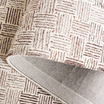 SAFAVIEH Area Rug 8x10 - Micro-Loop Collection - Large - Brown & Ivory, Handmade Wool, Geometric Design, Ideal for Living Room, Bedroom, Office, Dining Space (MLP537T)