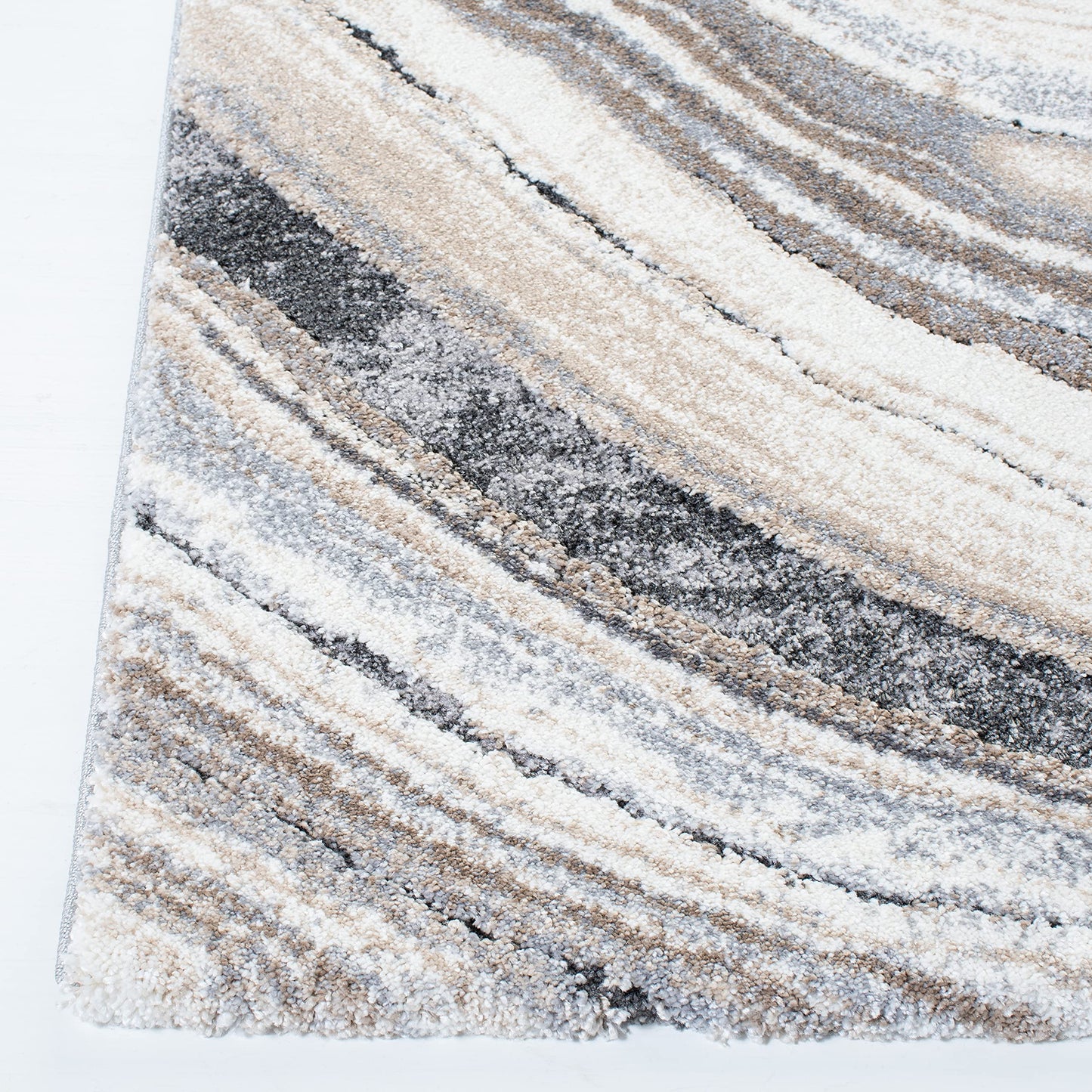 SAFAVIEH Cyrus Shag Collection Area Rug - 9' x 12', Ivory & Grey, Modern Abstract Design, Non-Shedding & Easy Care, 0.8-inch Thick Ideal for High Traffic Areas in Living Room, Bedroom (CYR124A)