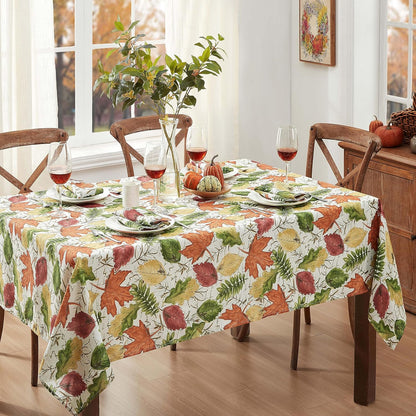 Newbridge Autumn Falling Leaves Tablecloth, 60 Inch x 120 Inch Oblong/Rectangle, Soil Repellant, No Iron Easy Care