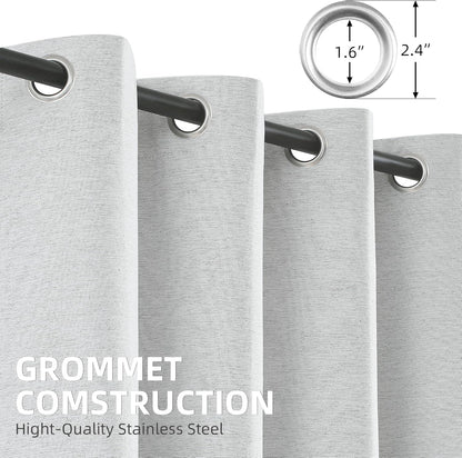 Windows,Grommet 2 52" 54" Jubilantex Light Grey Linen Full Blackout Curtains for Bedroom Burlap Style Light Blocking