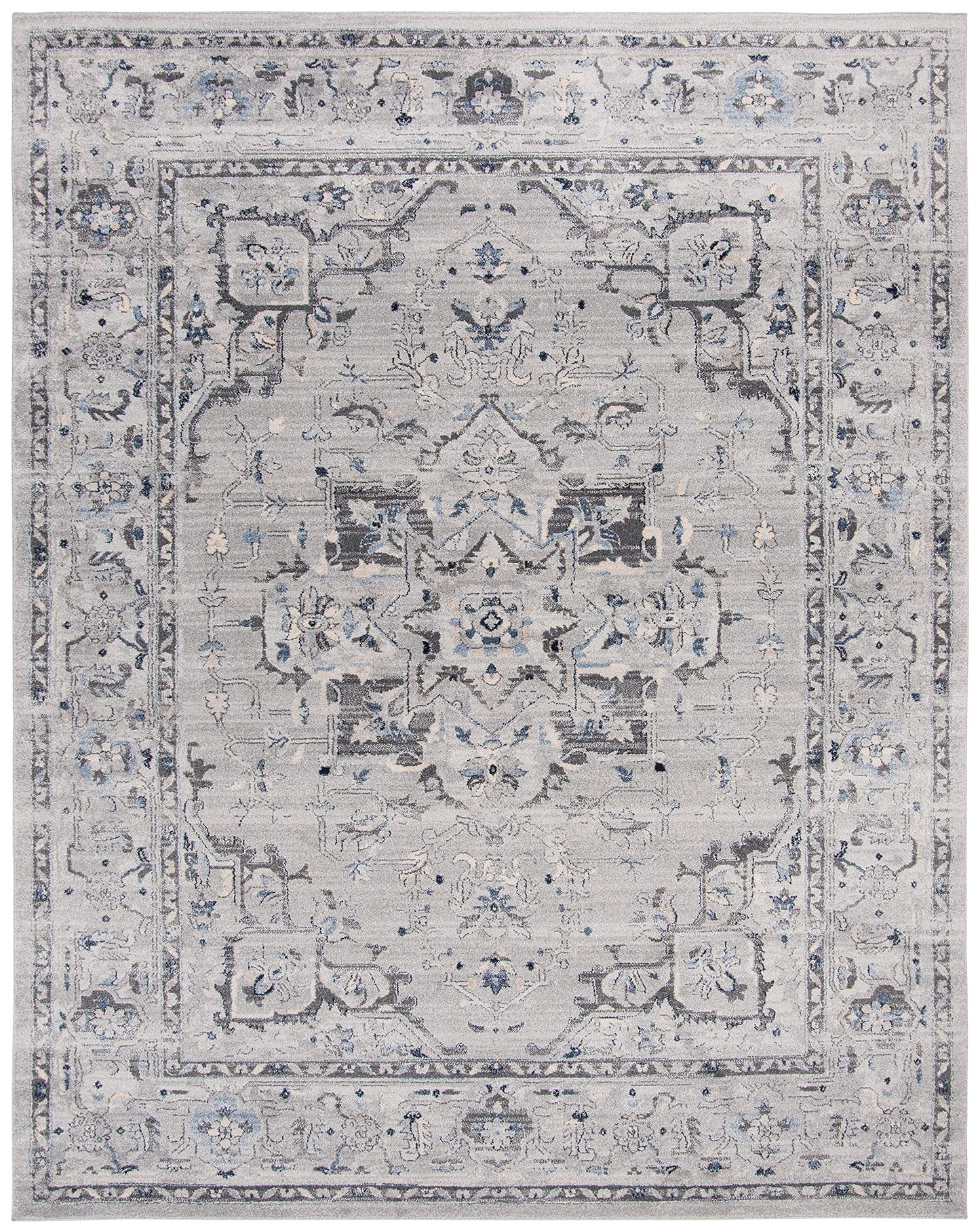 SAFAVIEH Charleston Collection X-Large Area Rug - 11' x 15', Grey & Dark Grey, Oriental Distressed Design, Non-Shedding & Easy Care, Ideal for High Traffic Areas in Living Room, Bedroom (CHL411F)