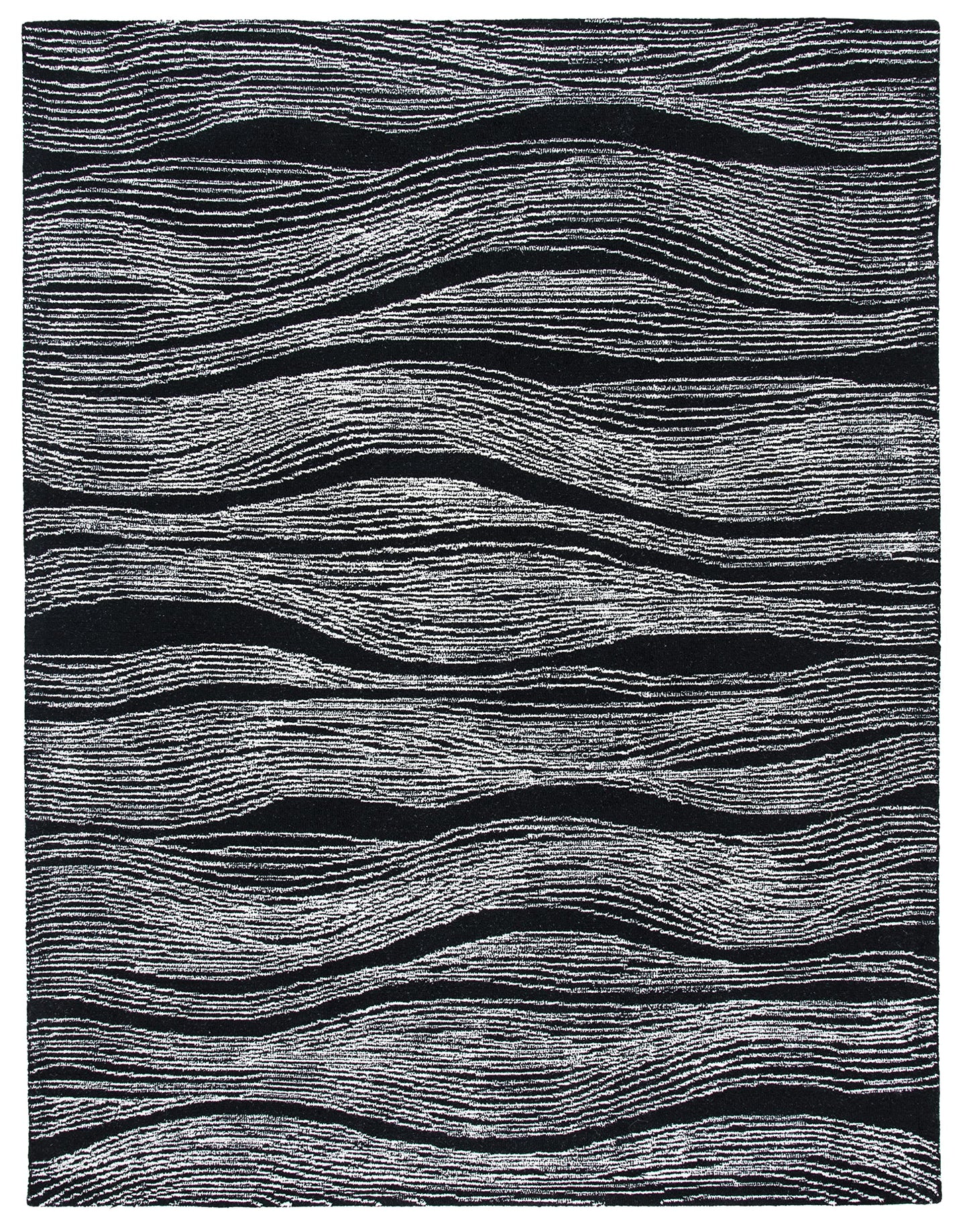 SAFAVIEH Area Rug 8x10 - Metro Collection - Large - Black & Ivory, Handmade Wool, Ideal for Living Room, Bedroom, Office, Dining Space (MET995Z)