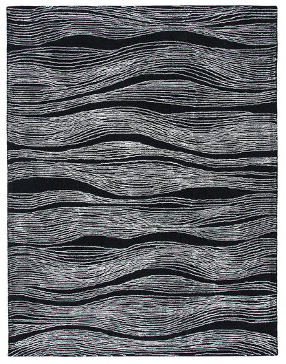 SAFAVIEH Area Rug 8x10 - Metro Collection - Large - Black & Ivory, Handmade Wool, Ideal for Living Room, Bedroom, Office, Dining Space (MET995Z)