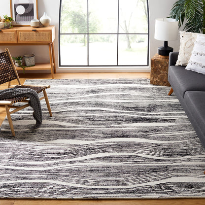 SAFAVIEH Metro Collection 8' x 10' IvoryBlack MET995B Handmade Premium Wool Living Room Dining Bedroom Area Rug