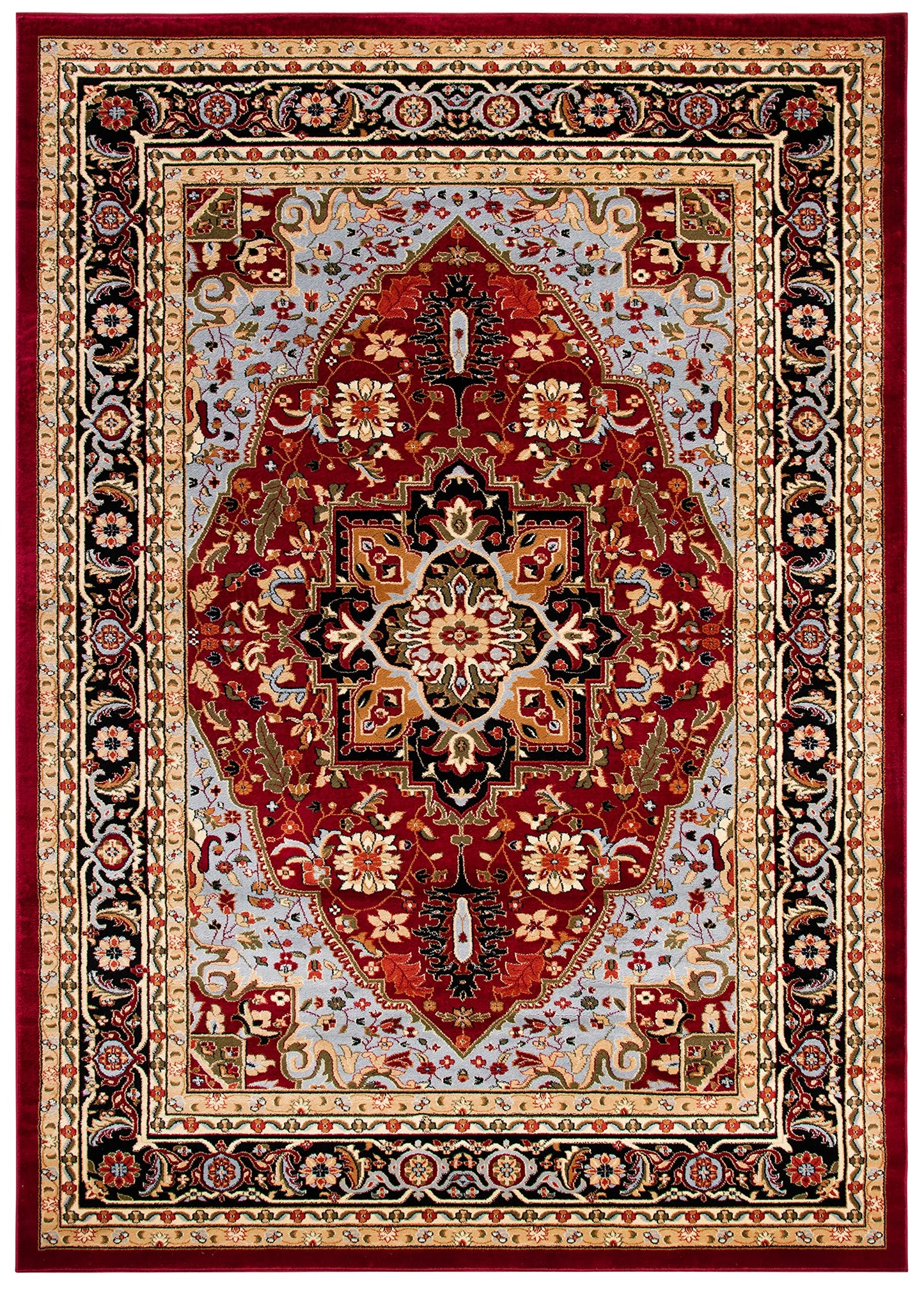 SAFAVIEH Lyndhurst Collection Area Rug - 9' x 12', Red & Black, Traditional Oriental Design, Non-Shedding & Easy Care, Ideal for High Traffic Areas in Living Room, Bedroom (LNH330B)