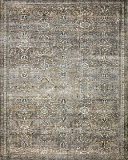 Loloi Layla Collection LAY-13 Antique/Moss 9'-0" x 12'-0" .13" Thick Area Rug, Soft, Durable, Vintage Inspired, Distressed, Low Pile, Non-Shedding, Easy Clean, Printed, Living Room Rug