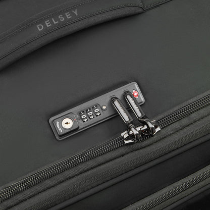 DELSEY PARIS Cruise 3.0 Softside Expandable Luggage with Spinner Wheels, Black, Checked-Large 28 Inch