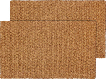 Woven Coir Doormat - 2 Pack Non-Slip Heavy Duty Welcome Mat, Easy Clean Durable Entryway Front Door High Traffic