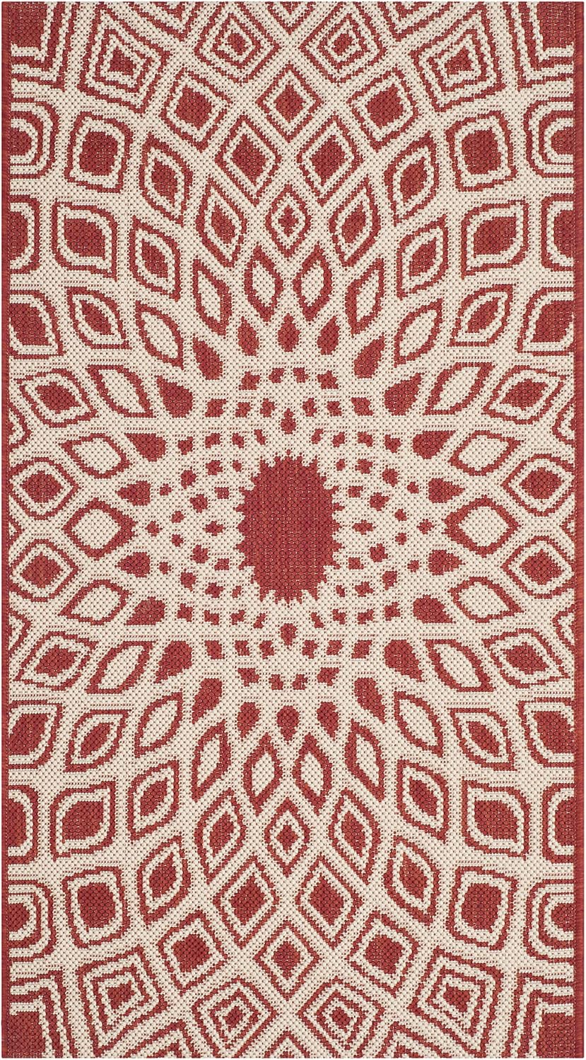 SAFAVIEH Courtyard Collection 2' x 3'7" Red/Beige CY6616 Indoor/Outdoor Waterproof Accent Rug for Patio, Backyard