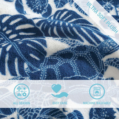 Tommy Bahama - Throw Blanket, Plush Fleece Bedding with Ultra-Soft Cozy Feel, Tropical Blanket for Bed or Couch (Turtle Bay Blue, 50' x 70')