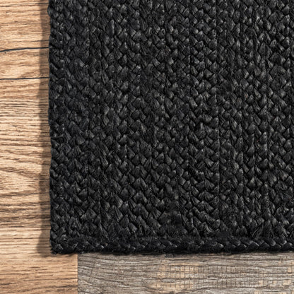 nuLOOM 9x12 Rigo Jute Hand Woven Area Rug, Black, Solid Farmhouse Design, Natural Fiber, For Bedroom, Living Room, Dining Room, Hallway, Office, Kitchen, Entryway