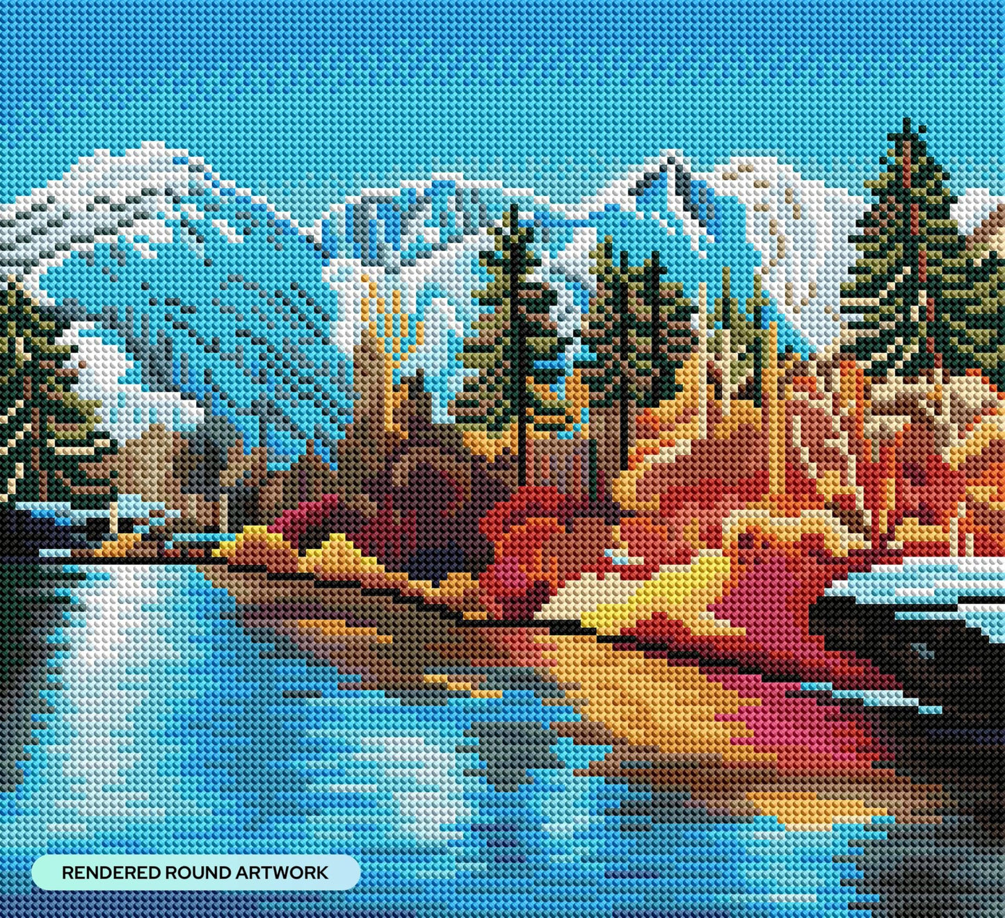 DIAMOND ART CLUB Autumn in Leavenworth Diamond Painting Kit, Fun DIY Crafts for Adults, Round Diamond Art Canvas, 14" x 13" (35.9 cm x 32.8 cm)