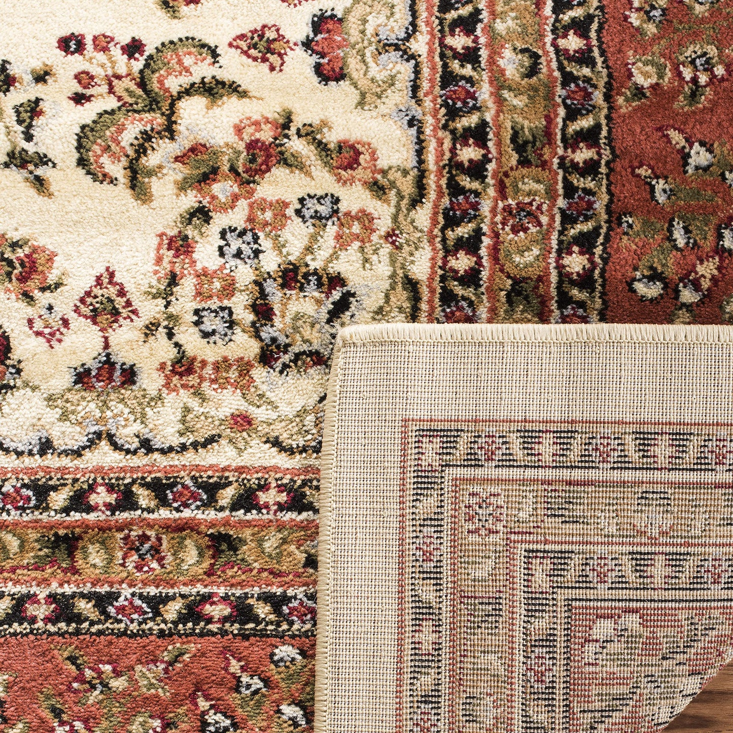 SAFAVIEH Area Rug 8x11 - Lyndhurst Collection - Large - Ivory & Rust, Traditional Oriental Design, Non-Shedding & Easy to Clean, Ideal for Living Room, Bedroom, Dining Space (LNH331R)