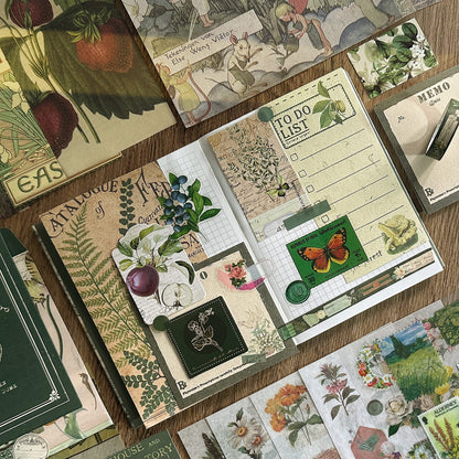 Scrapbooking Supplies Kit, Botanical Aesthetic Vintage Scrapbook Kit for Bullet Junk Journal A6 Grid Notebook Stationary Journaling Supplies Flower DIY Craft Birthday Gifts for Women Kid Teen Girl