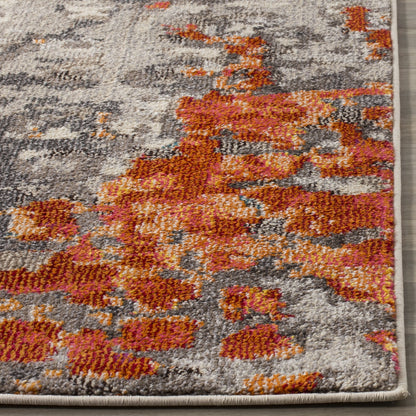 SAFAVIEH Monaco Collection Area Rug - 10' x 14', Grey & Orange, Boho Chic Abstract Watercolor Design, Non-Shedding & Easy Care, Ideal for High Traffic Areas in Living Room, Bedroom (MNC225H)