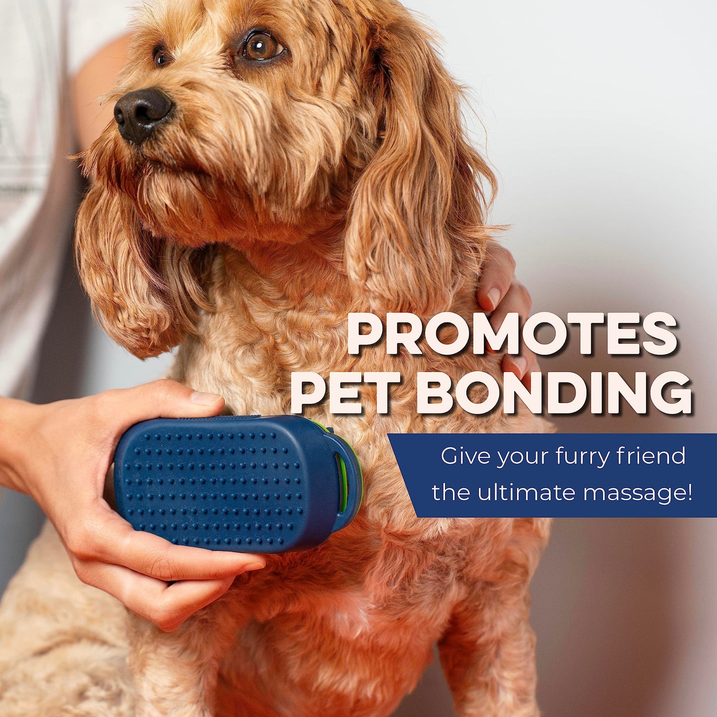 Bonza Dog & Cat Grooming Massage Brush with Removable Screen – Pet Scrubber for Gentle Short & Long-Haired Fur - Dog Bath Brush