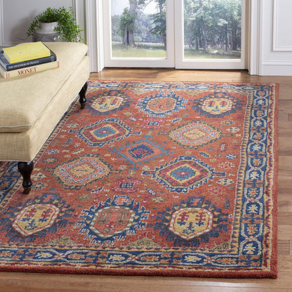 SAFAVIEH Heritage Collection 8' x 10' Rust / Navy HG427P Handmade Traditional Oriental Premium Wool Area Rug