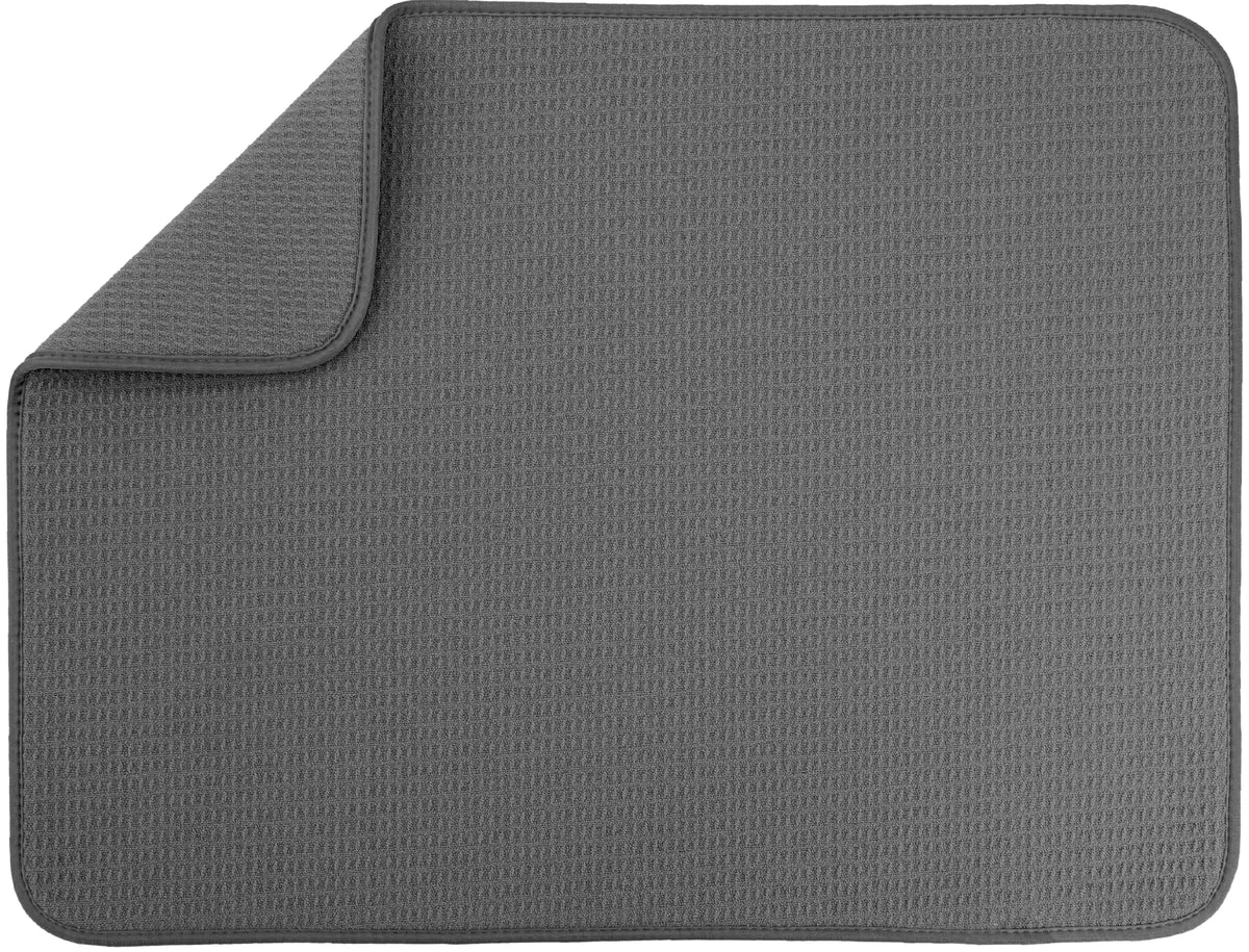 S&T INC. Dish Drying Mat XL, 18” x 24”, Absorbent Microfiber Kitchen Counter Mat, Dish Drying Pad for Dishes, Utensils, Pots and Pans, Extra Large, Charcoal
