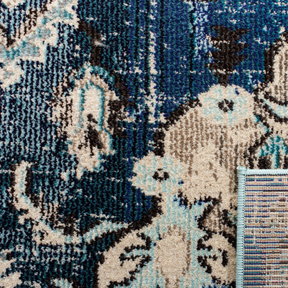 SAFAVIEH Monaco Collection Area Rug - 9' x 12', Navy & Light Blue, Non-Shedding & Easy to Clean, Distressed Medallion Design, Ideal for Living Room, Bedroom, Dining Space (MNC243N)
