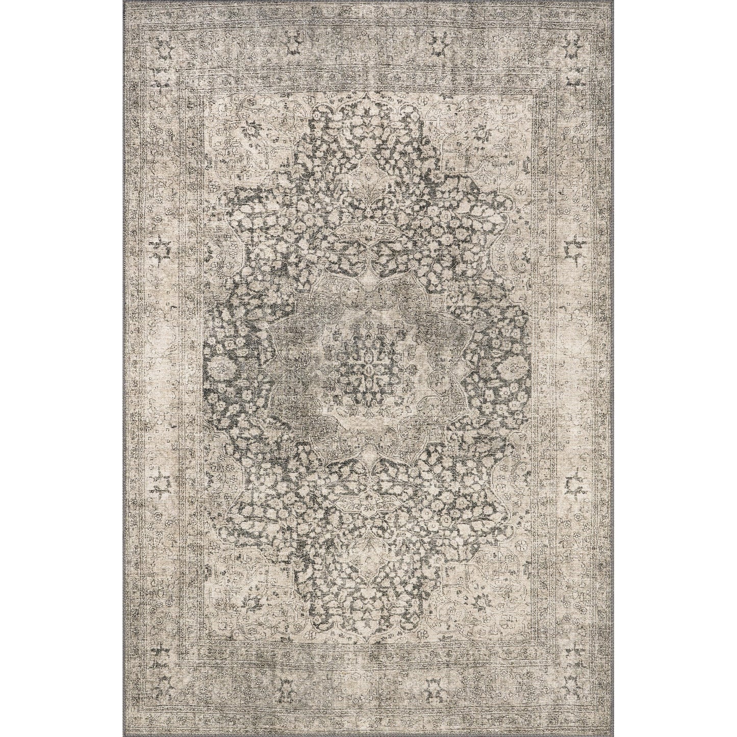 Nuloom Hillstone Collection Agnetha Grey/Taupe, 7'10" x 10', Vintage Medallion, Soft and Cozy, High Traffic, Stain Resistant, Easy Clean, Durable Area Rug for Bedroom, Living Room, Dining, Foyer