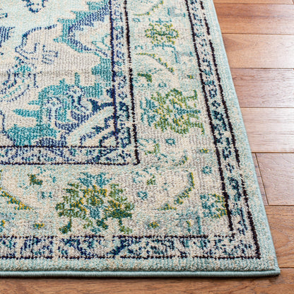 SAFAVIEH Monaco Collection Area Rug - 9' x 12', Light Blue & Ivory, Non-Shedding & Easy to Clean, Distressed Medallion Design, Ideal for Living Room, Bedroom, Dining Space (MNC243K)
