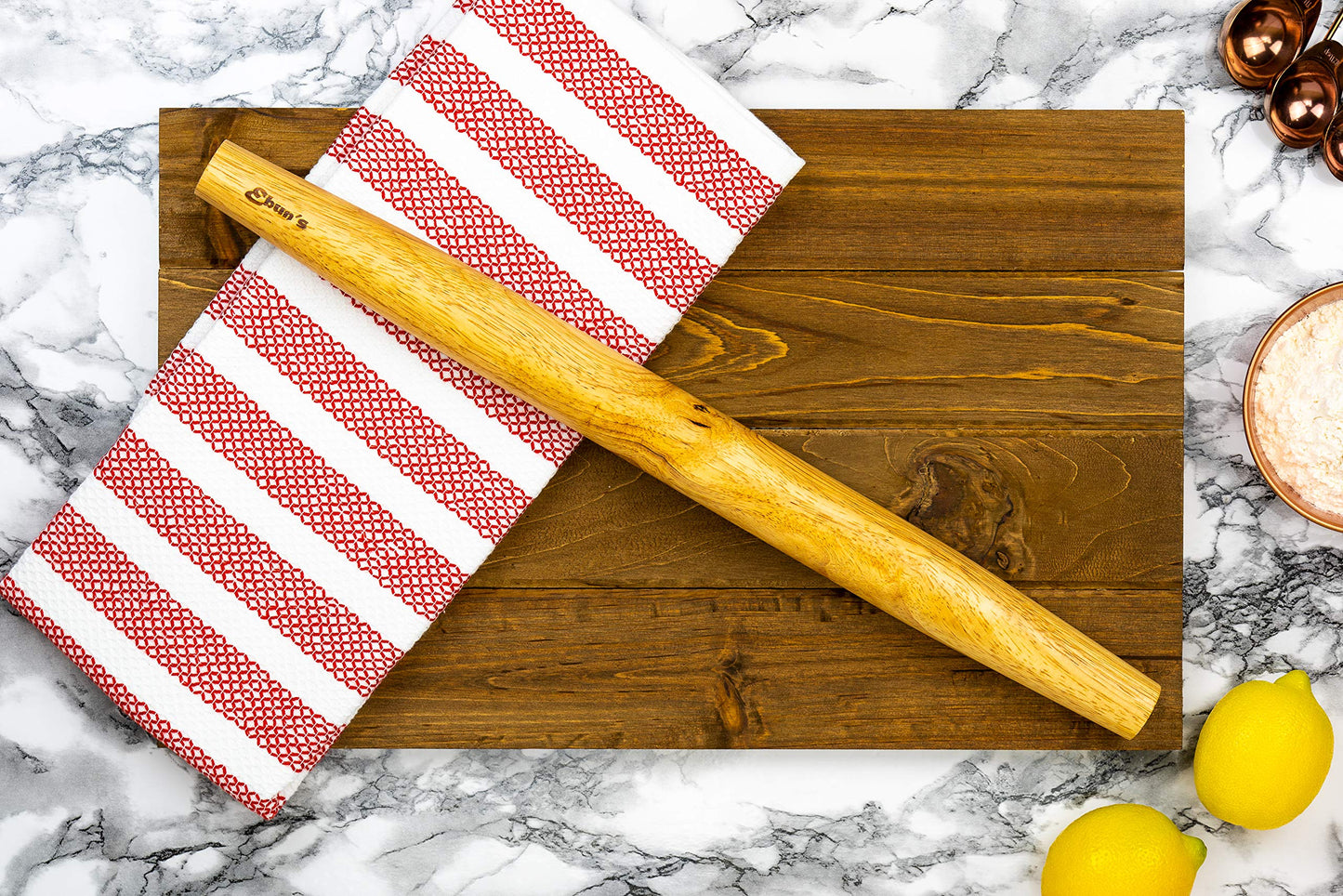 Ebuns French Rolling Pin – 18 Inch Wooden Dough Roller for Baking Pizza, Pie Crust, Cookies & Pasta | Essential Kitchen Tool & Gift for Bakers, Chefs & Home Cooks