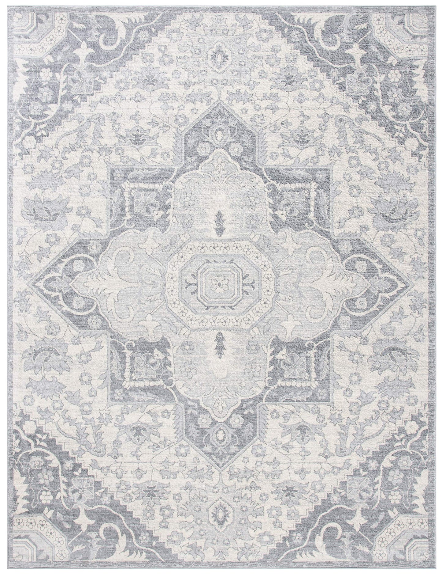 SAFAVIEH Brentwood Collection 10' x 13' Grey / Cream BNT816B Oriental Medallion Non-Shedding Living Room Bedroom Dining Home Office Area Rug