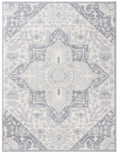 SAFAVIEH Brentwood Collection 10' x 13' Grey / Cream BNT816B Oriental Medallion Non-Shedding Living Room Bedroom Dining Home Office Area Rug