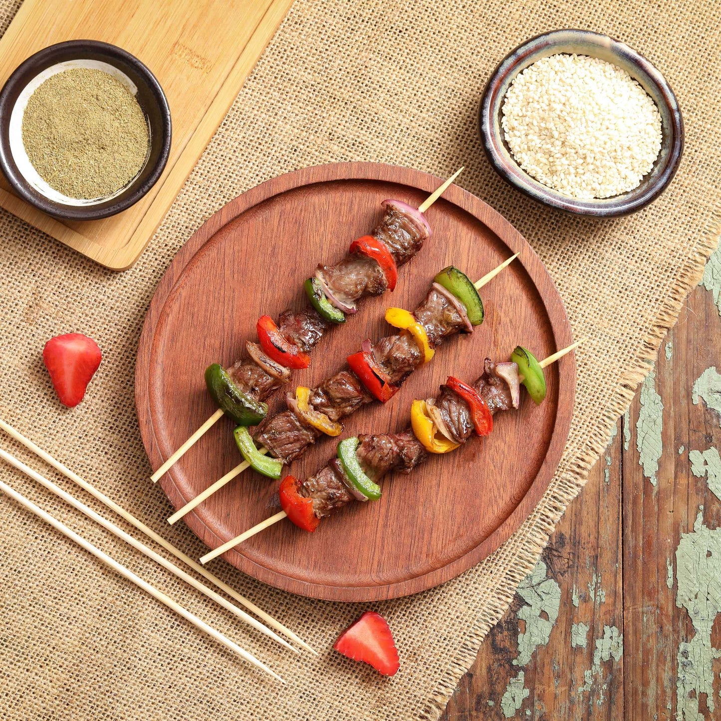 200 PCS Bamboo Skewers, 12 Inch Wooden Skewer for Appetizers, Fruit, Kebabs, Grilling Barbecue, Mini Burger, Sausage, Cocktail Picks for Drinks, Long Toothpicks, Food Sticks Natural, Kitchen Gadget