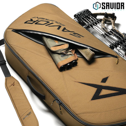 Savior Equipment Hyperion Deluxe Compound Bow Case Soft Shell Bag Fits 32" 36" 40" ATA, w/CamShield Cover & Quick-Release Grip Wrap, w/Backpack Shoulder Straps (Coyote Brown, 32" ATA)