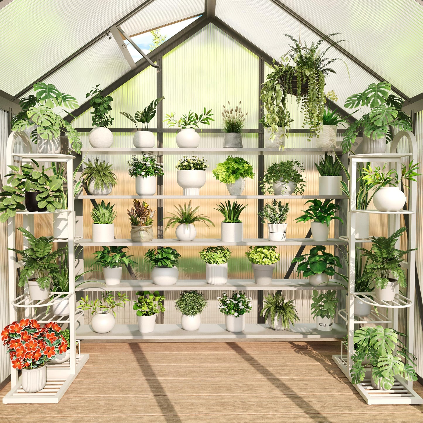 Garvee 6x4 Ft Polycarbonate Greenhouse - Freestanding Small Greenhouse for Outdoors with Rust-Resistant Aluminum Frame, Gutter System & Roof Vent, Ideal for Seed Starting & All-Season Plant Protection