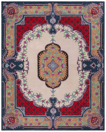 SAFAVIEH Area Rug 8x10 - Bellagio Collection - Large - Ivory & Pink, Handmade Wool, Medallion Design, Ideal for Living Room, Bedroom, Office, Dining Space (BLG535A)