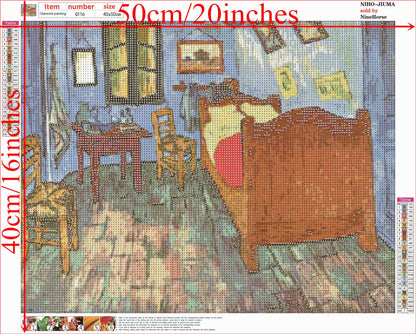 NIHO-JIUMA Diamond Painting Kits Van Gogh Arles Bedroom, DIY 5D Full Drill Diamond Art Gift for Adult/Teen, Home Decoration (40x50cm/16x20inches)