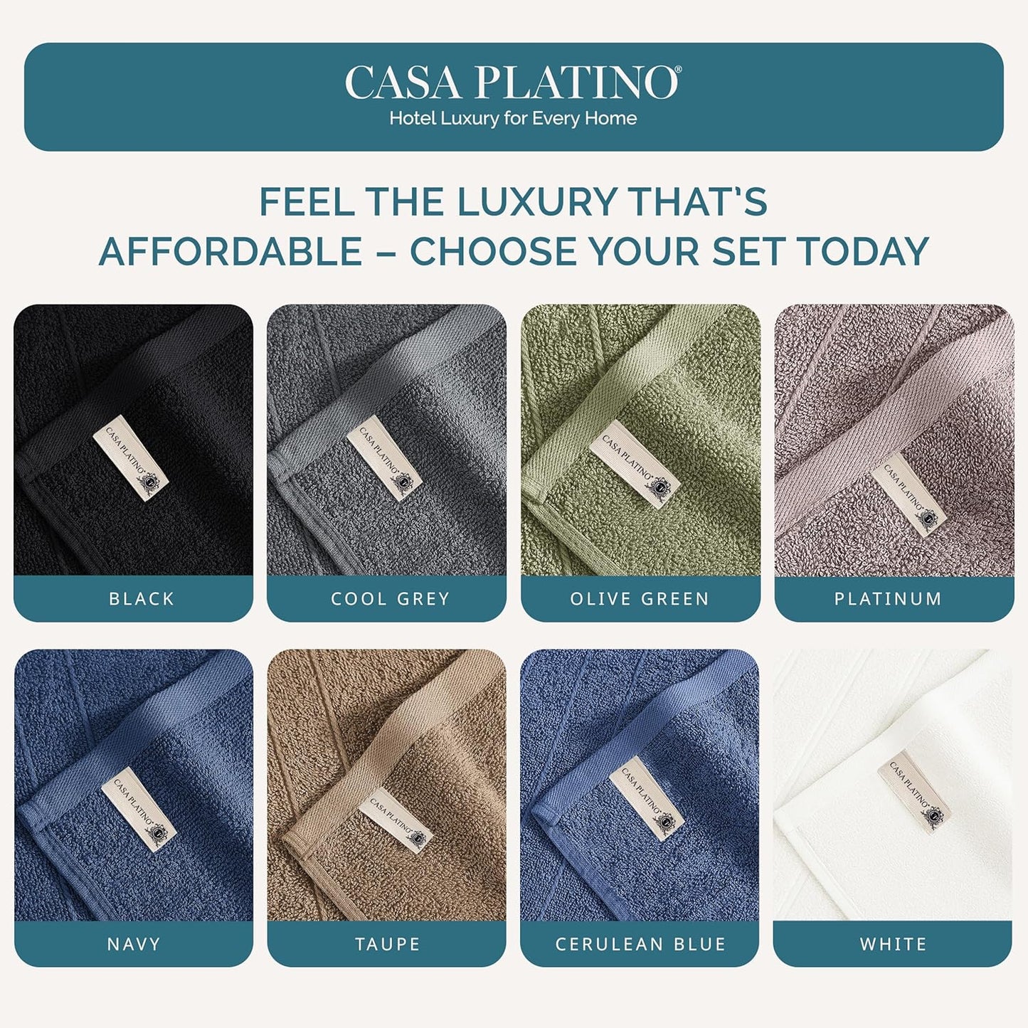 24 Pack 13x13 inches 100% Set Casa Platino White Washcloths - - Cotton - Premium Quality Wash Cloths for Bathroom
