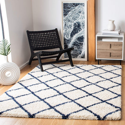 SAFAVIEH Area Rug 8x10 - Hudson Shag Collection - Large - Ivory & Dark Grey, Trellis Pattern, Non-Shedding & Easy Cleaning, Plush Thick Pile, Ideal for Living Room, Bedroom, Dining Space (SGH222C)
