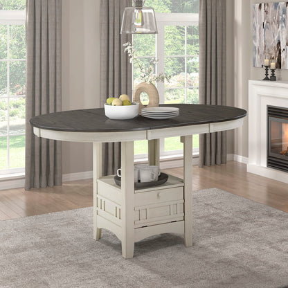 Lexicon Dante Oval Counter Height Dining Table for 4, Expandable Wood Table with Extension Leaf & Built-in Storage Base, Easy Assembly for Kitchen Islands & Breakfast Bars - Rosy Brown/Antique White