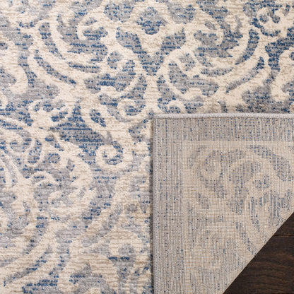 SAFAVIEH Brentwood Collection Area Rug - 10' x 13', Light Grey & Blue, Damask Design, Non-Shedding & Easy Care, Ideal for High Traffic Areas in Living Room, Bedroom (BNT810G)
